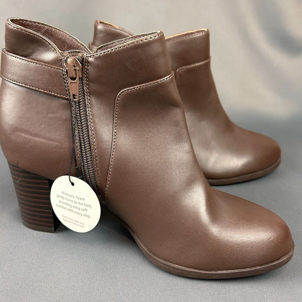 Giani Bernini Womens Artemy Block Heel Side Zip Booties Shoes Brown 6M NEW - Picture 13 of 16